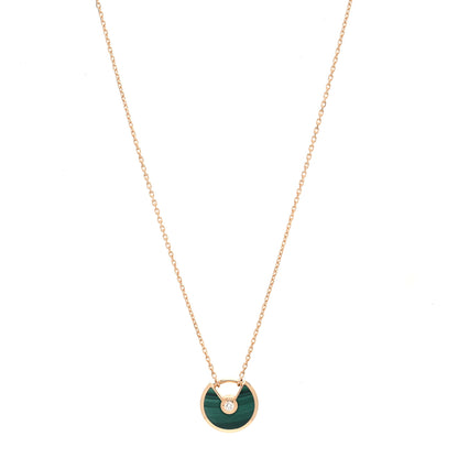 Cartier 18K Yellow Gold Diamond Malachite XS Amulette de Cartier Pendant Necklace 1 of 6