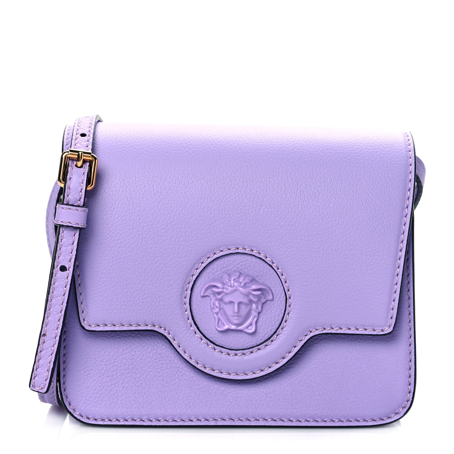 Versace Grained Calfskin La Medusa Shoulder Bag Lilac 1 of 9