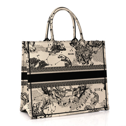 Christian Dior Canvas Embroidered Large Toile De Jouy Book Tote Latte 2 of 11