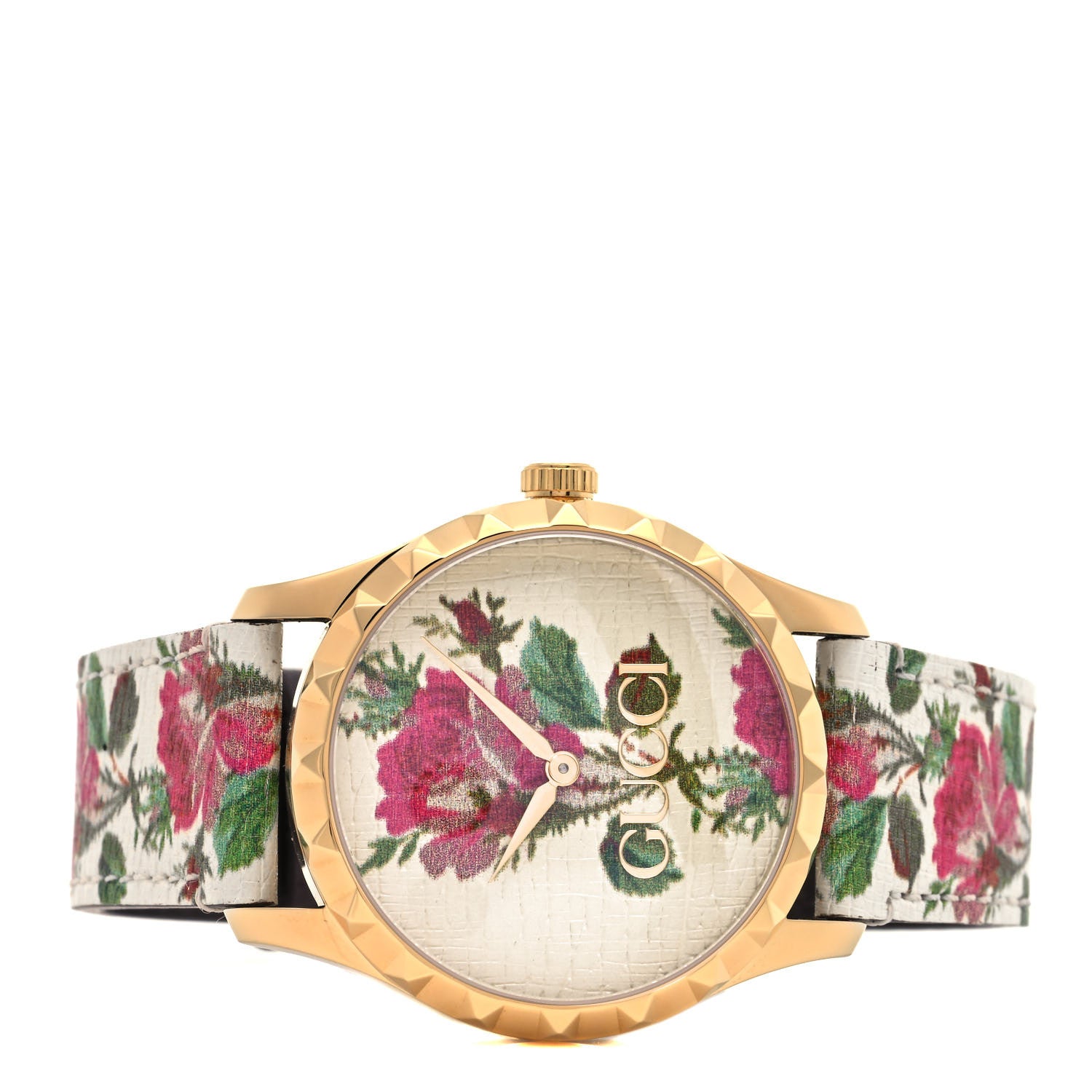 Gucci Stainless Steel Calfskin 38mm G-Timeless Floral Quartz Watch Ivory 2 of 5