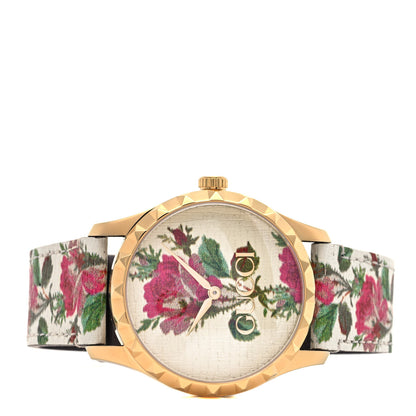 Gucci Stainless Steel Calfskin 38mm G-Timeless Floral Quartz Watch Ivory 2 of 5