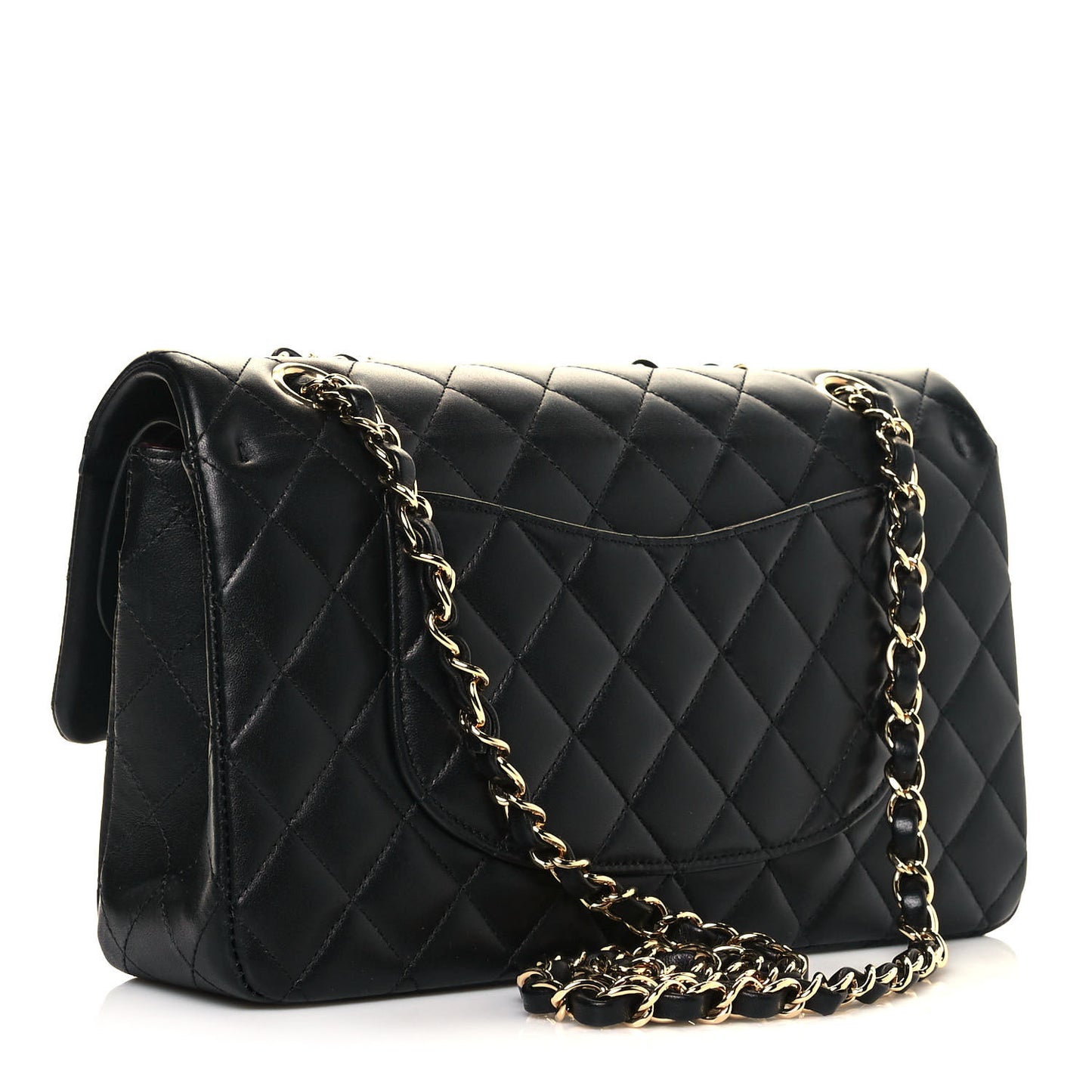 Lambskin Quilted Medium Double Flap Black