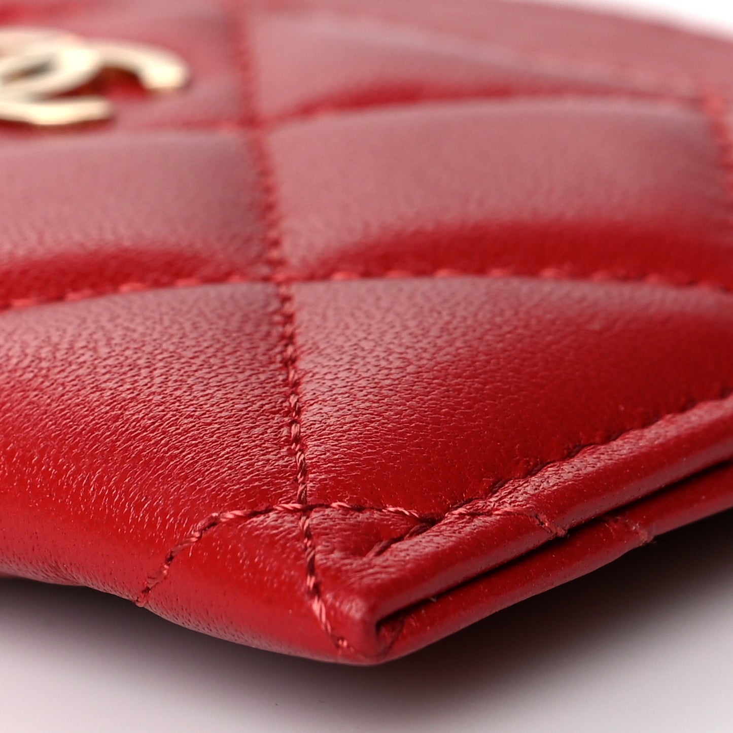 Lambskin Quilted Card Holder Red