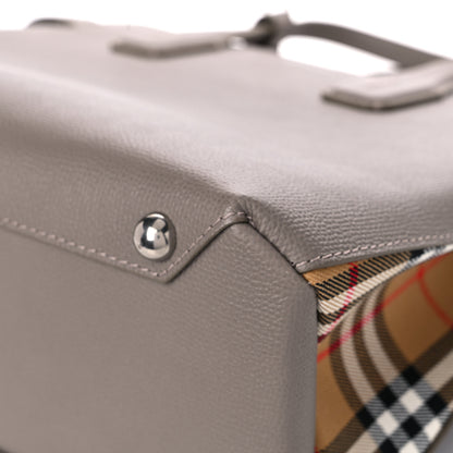 Burberry Derby Calfskin House Check Medium Banner Tote Thistle Grey 10 of 14