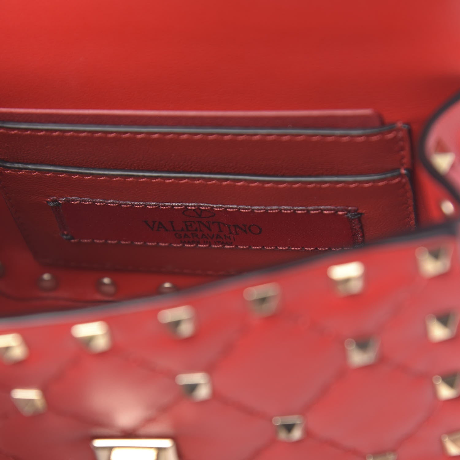 Valentino Garavani Lambskin Micro Rockstud Spike Shoulder Bag Red 6 of 9