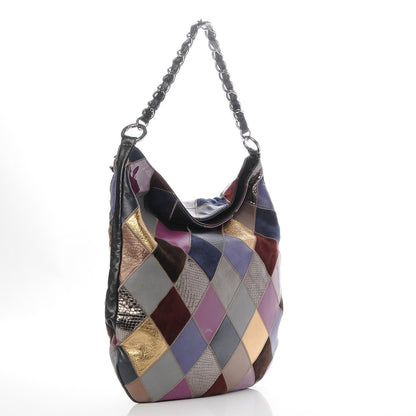 Chanel Lambskin Python Suede Quilted Patchwork Harlequin Hobo Multicolor 3 of 9