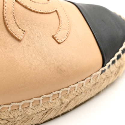 Chanel Lambskin CC Espadrilles 38 Beige Black 9 of 9