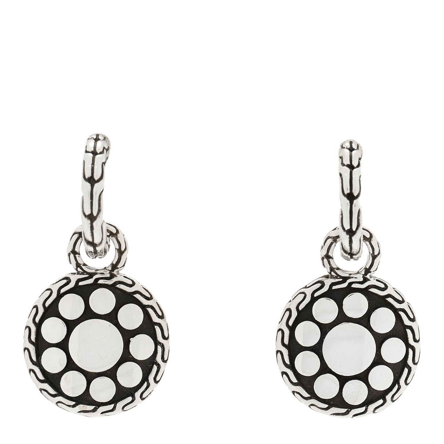 Sterling Silver Dot Disc Drop Earrings