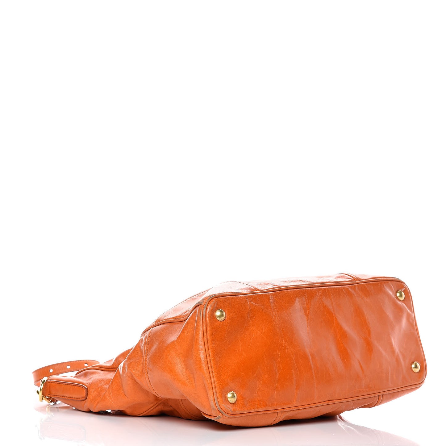Vitello Shine Top Handle Tote Papaya