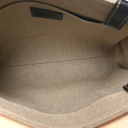 Chloe Linen Calfskin Small Woody Ribbon Tote With Strap White Navy 5 of 9