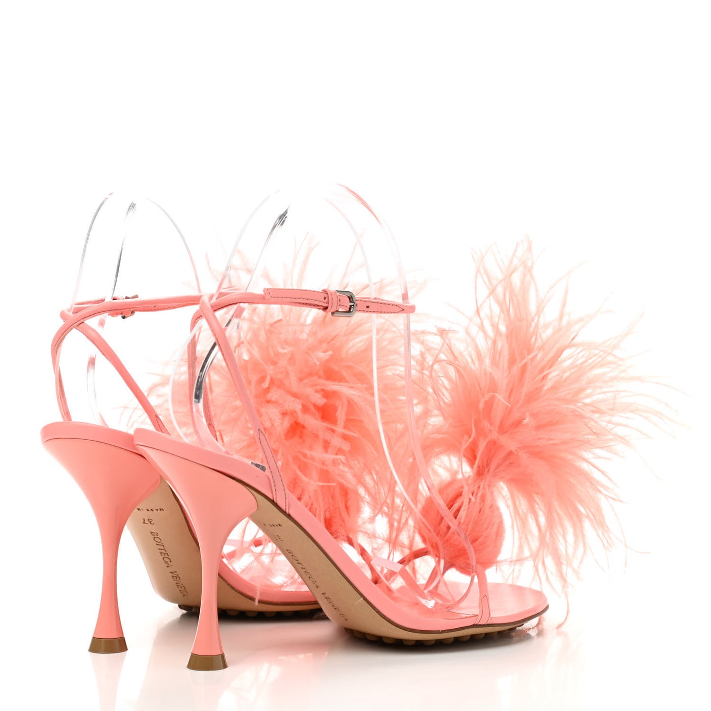 Lambskin Feather Dot Sandals 37 Flamingo