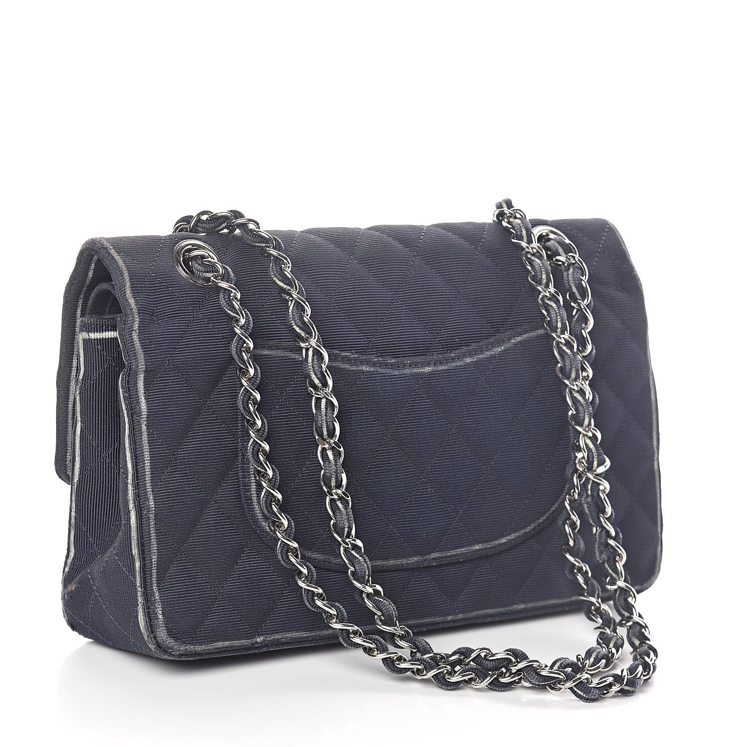 Chanel Grosgrain Quilted Medium Double Flap Navy 3 of 13