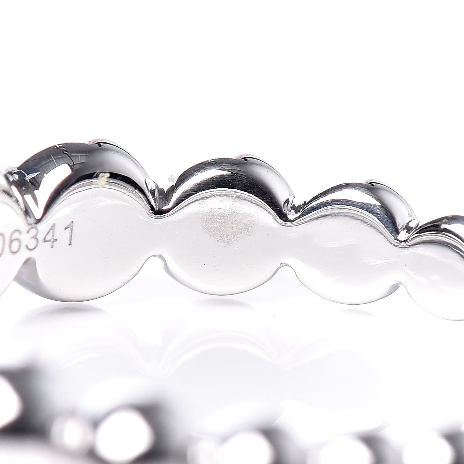 Van Cleef & Arpels 18K White Gold Turquoise Perlee Couleurs Variation Ring 56 7.5 8 of 9