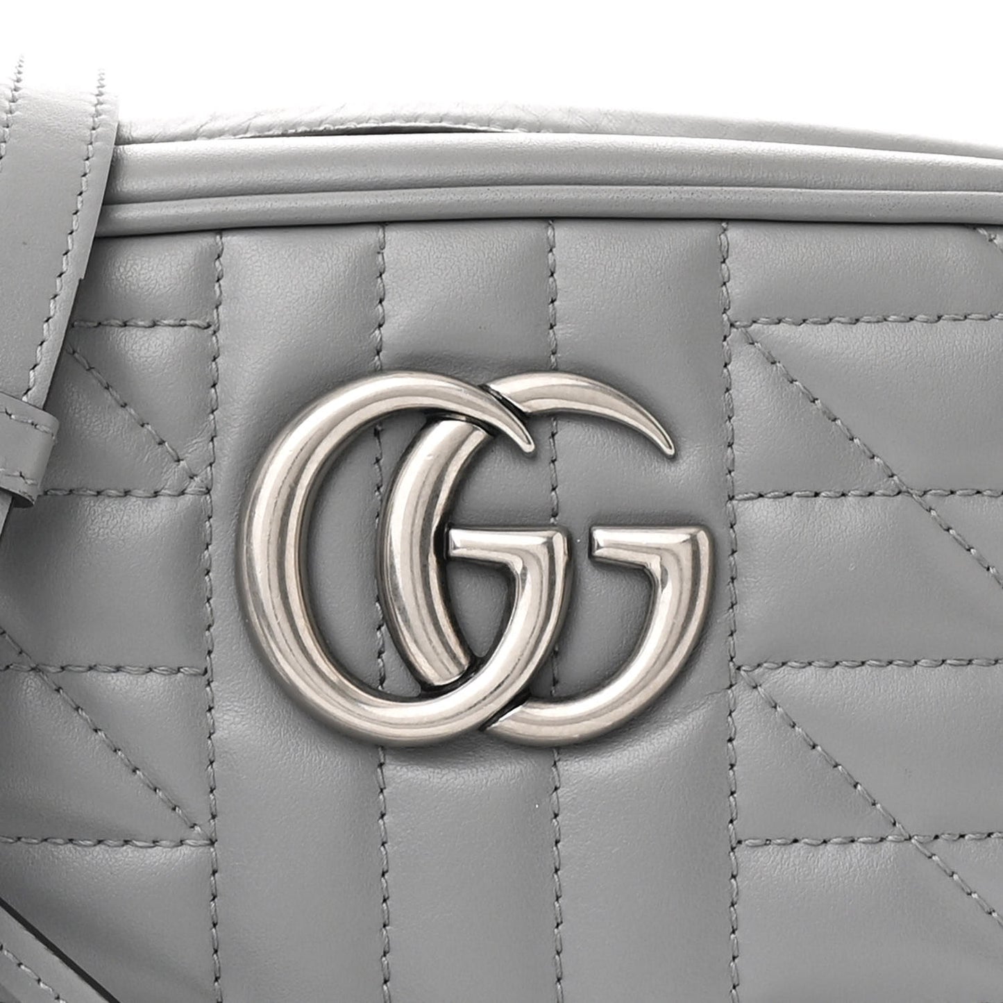 Calfskin Matelasse Aria Small GG Marmont Chain Shoulder Bag Deep Grey