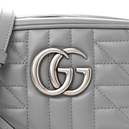 Gucci Calfskin Matelasse Aria Small GG Marmont Chain Shoulder Bag Deep Grey 8 of 10