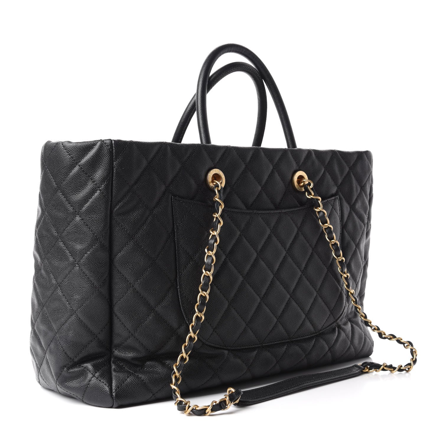 Chanel Caviar Quilted Large Coco Handle Shopping Tote Black 3 of 11
