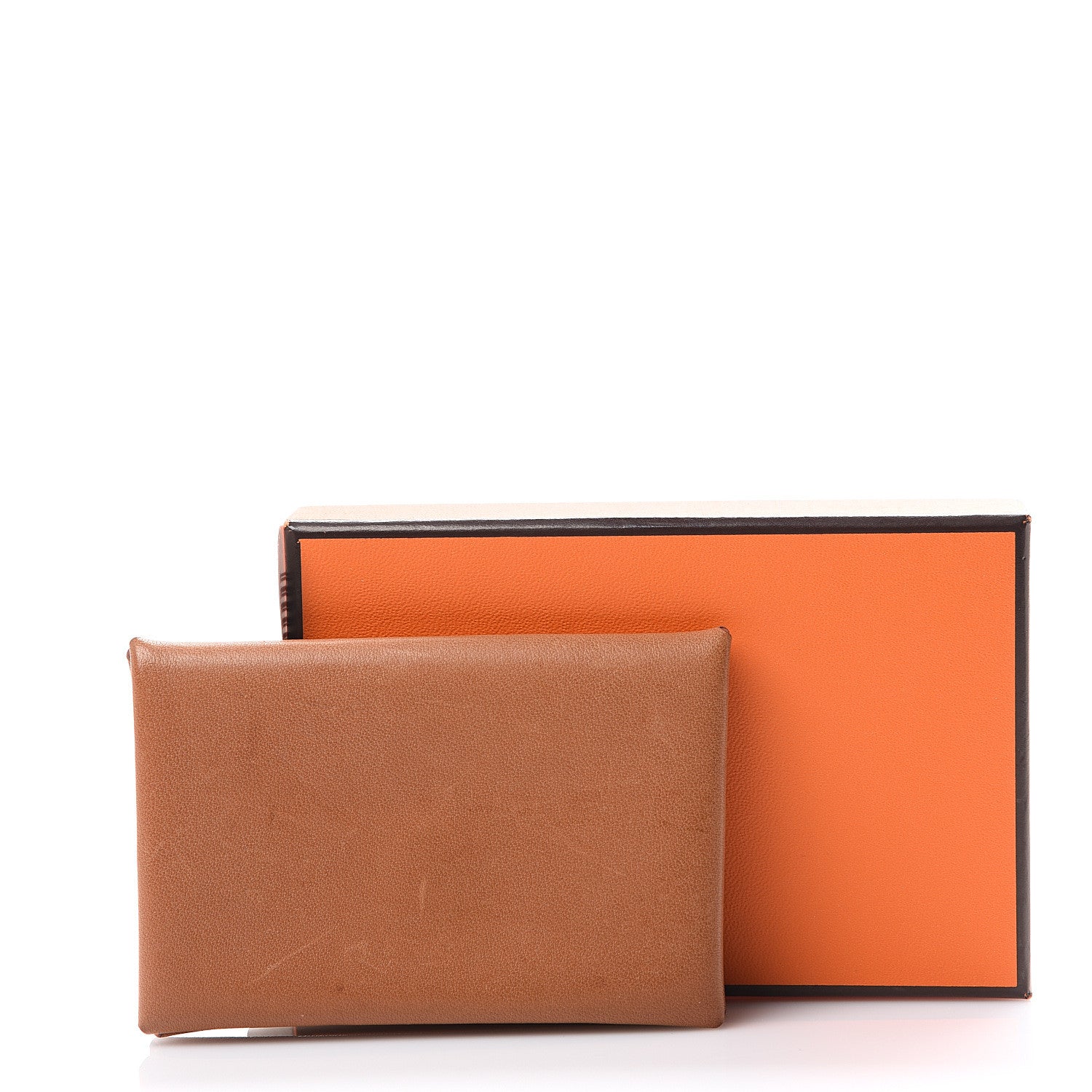 Hermes Barenia Calvi Card Case Fauve Orange Poppy 8 of 8