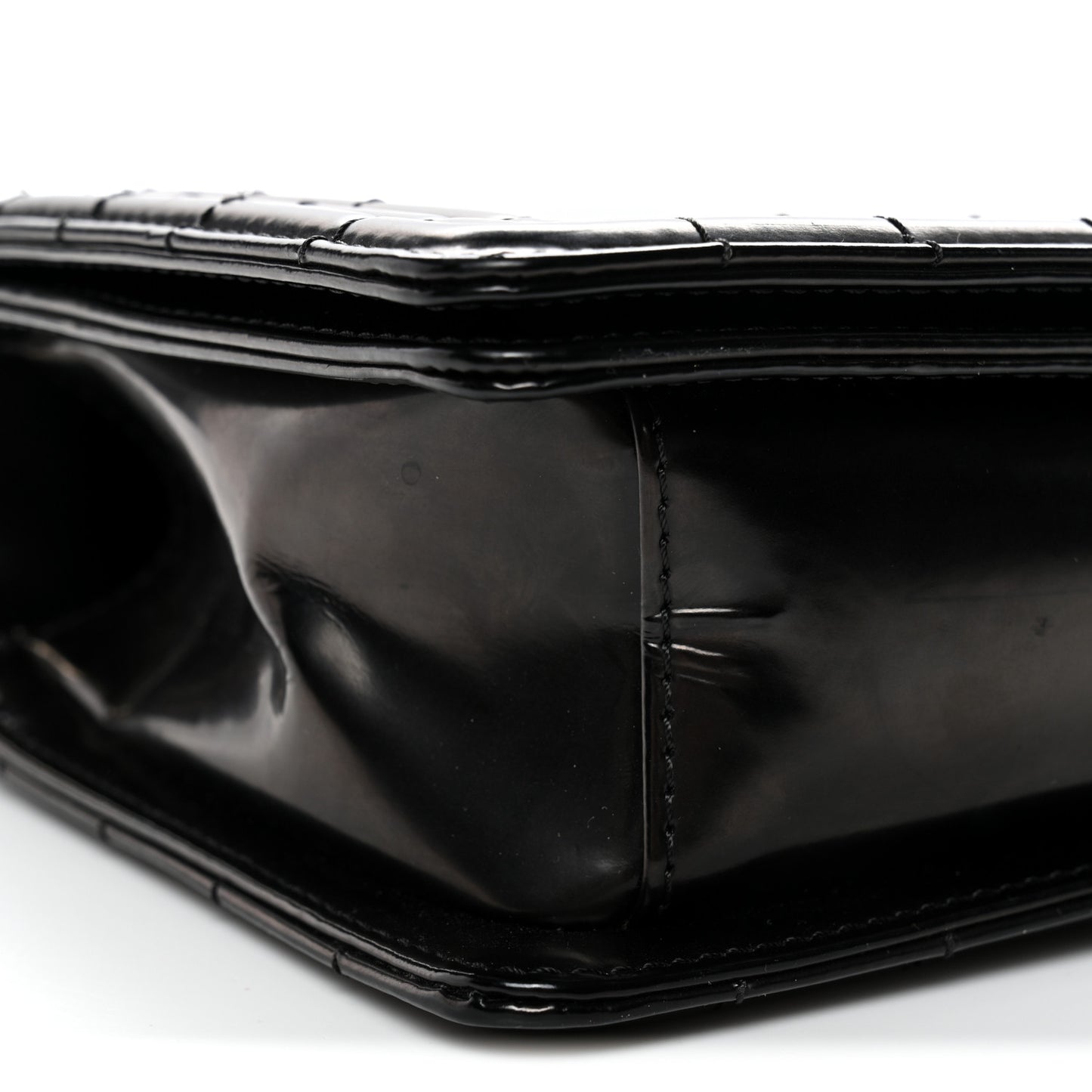 Glazed Calfskin Medium Boy Flap Black