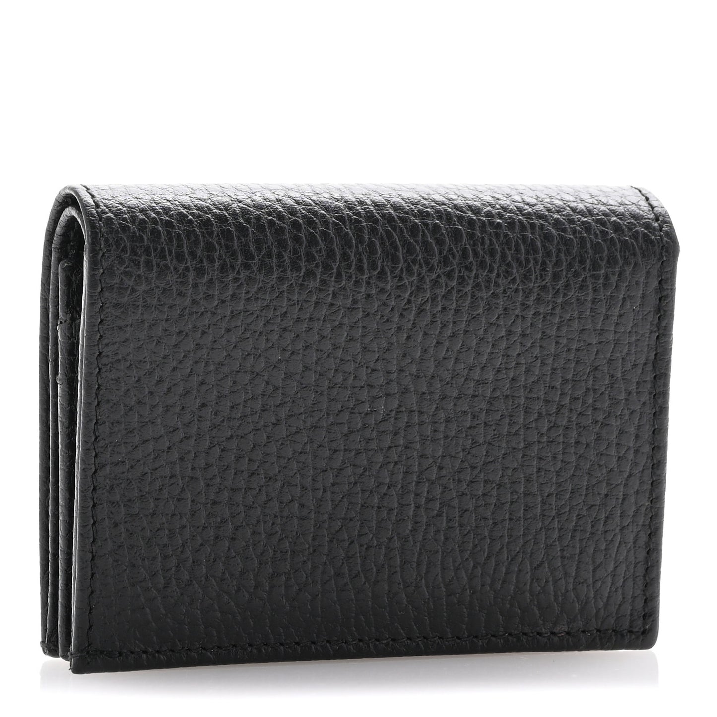 Dollar Calfskin Enamel Monochrome GG Marmont Card Case Black