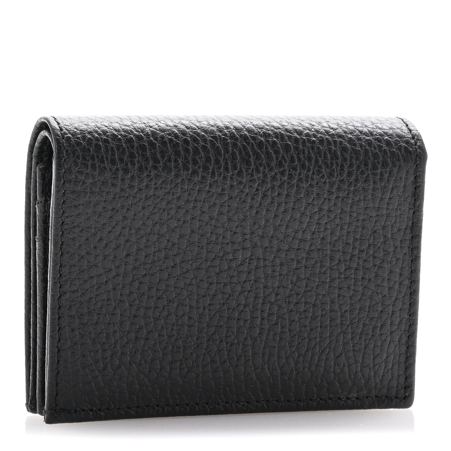 Gucci Dollar Calfskin Enamel Monochrome GG Marmont Card Case Black 3 of 11