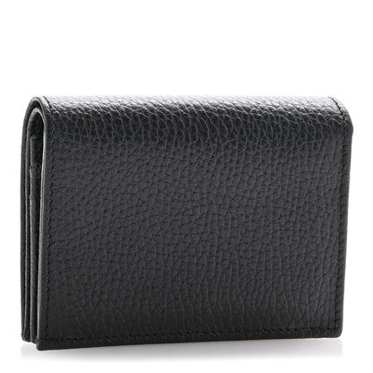 Gucci Dollar Calfskin Enamel Monochrome GG Marmont Card Case Black 3 of 11