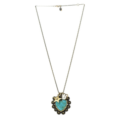 Christian Dior Metal Pearl Heart Necklace Aged Gold 3 of 6