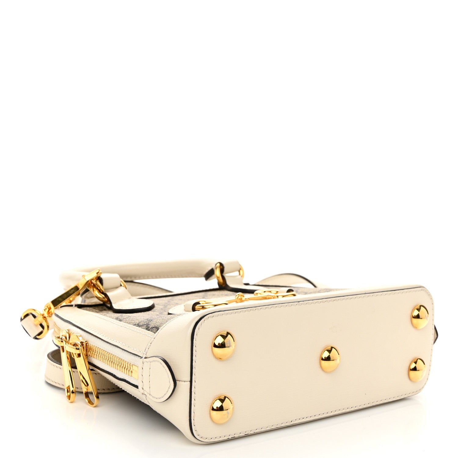 Gucci GG Supreme Monogram Azalea Calfskin Mini Horsebit 1955 Top Handle Bag Beige Ebony Mystic White 4 of 12