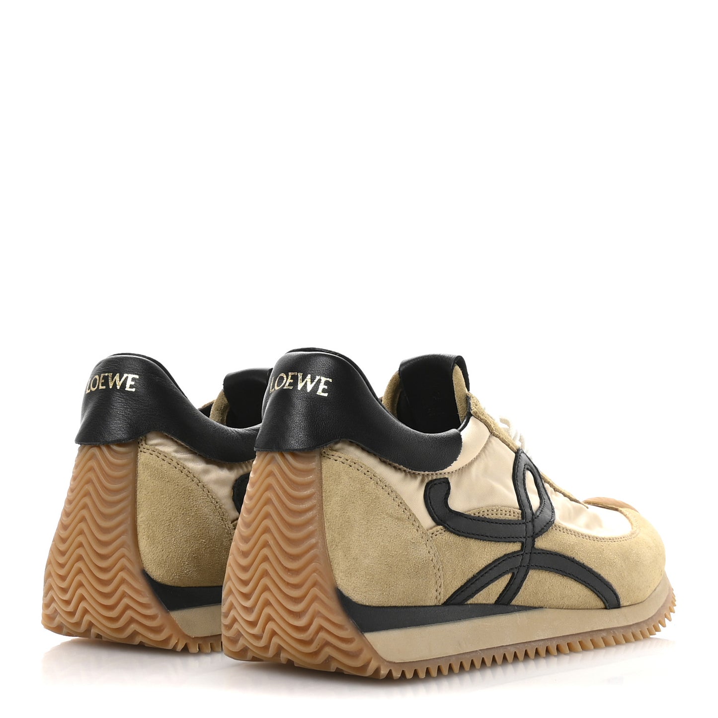 Nylon Suede Flow Runner Sneakers 40 Gold Black