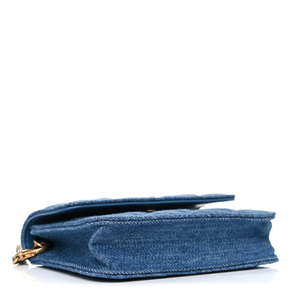 Chanel Denim Quilted CC Pearl Crush Clutch With Chain Blue 4 of 11