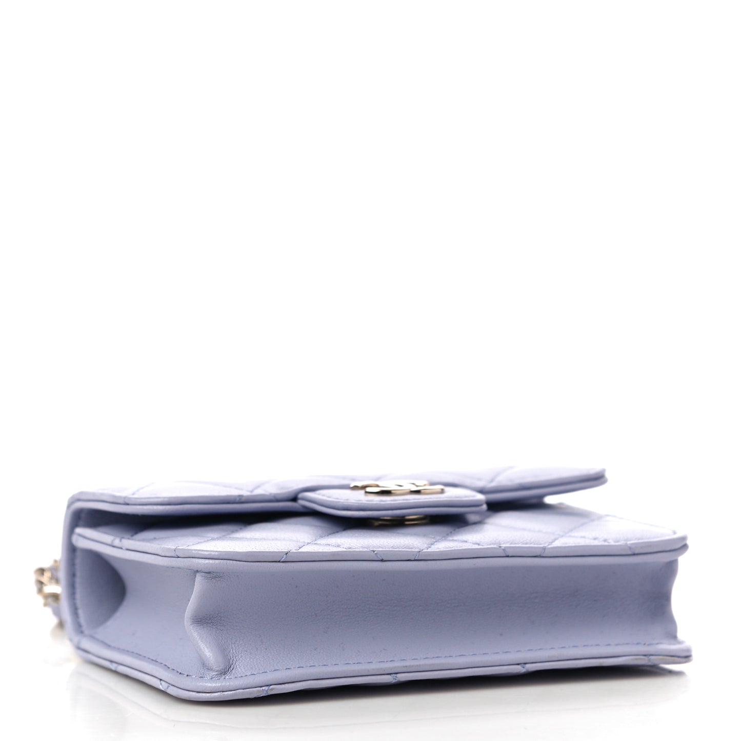 Lambskin Quilted Top Handle Flap Coin Purse With Chain Light Purple
