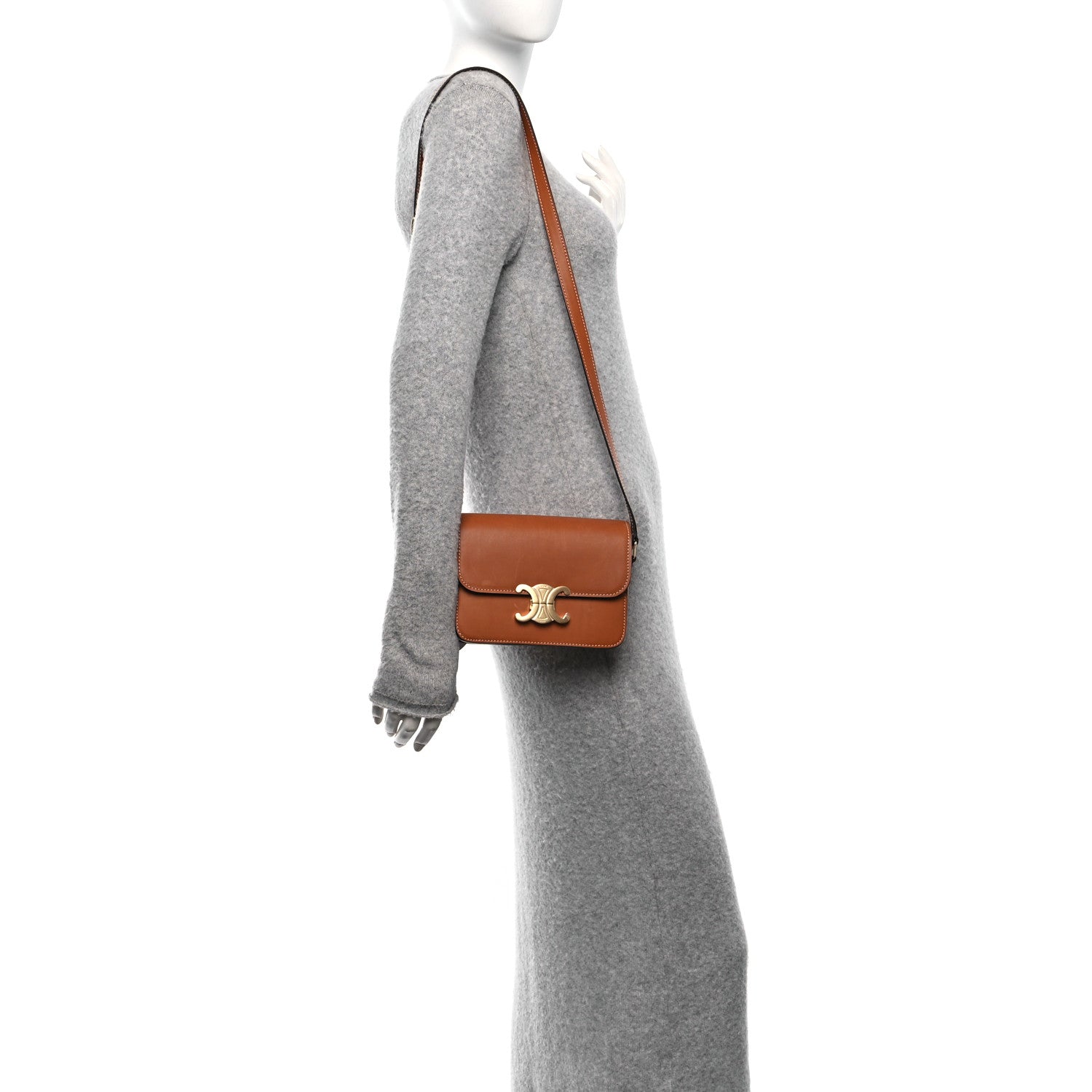 Celine Shiny Calfskin Teen Triomphe Tan 2 of 10