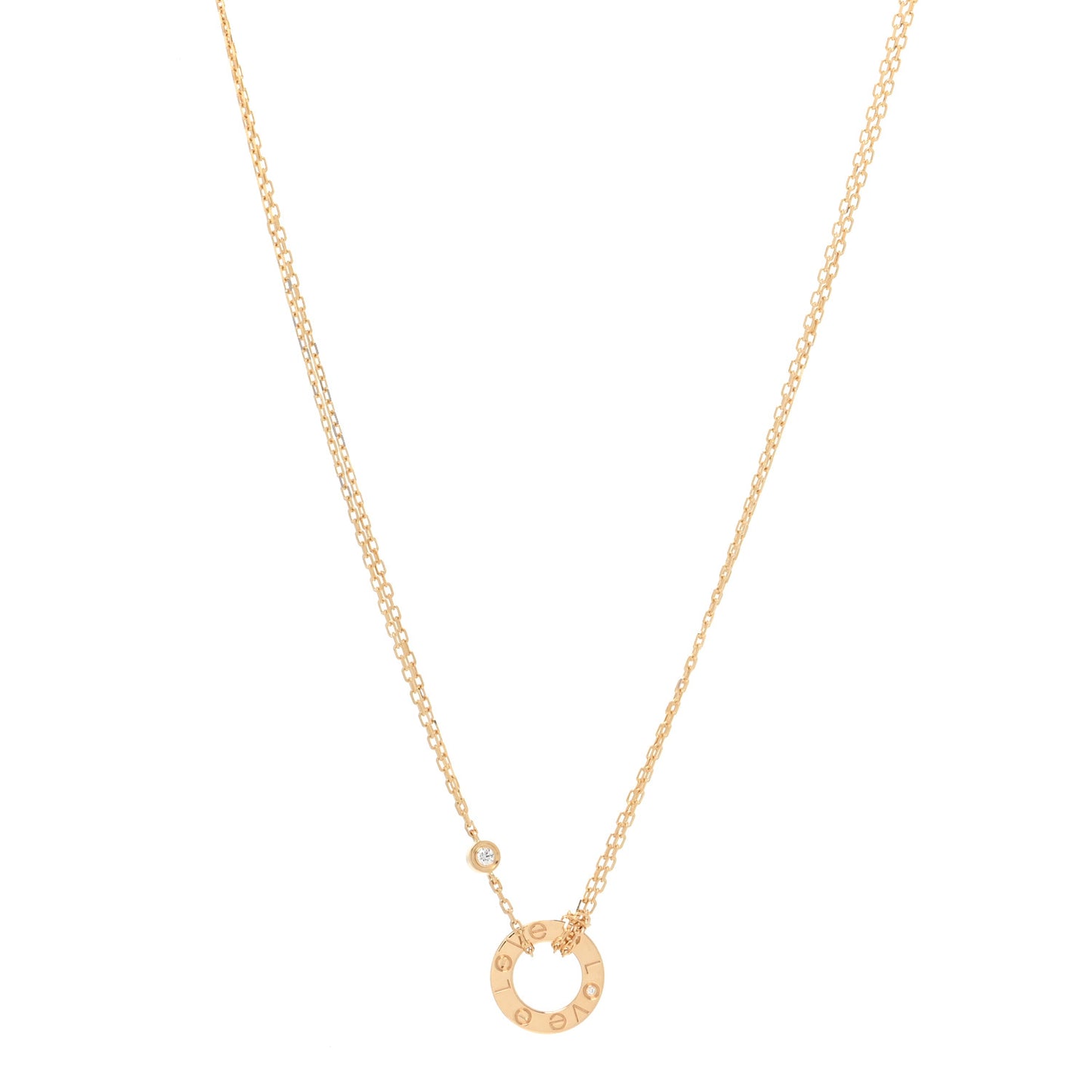 18K Yellow Gold 2 Diamond LOVE Necklace