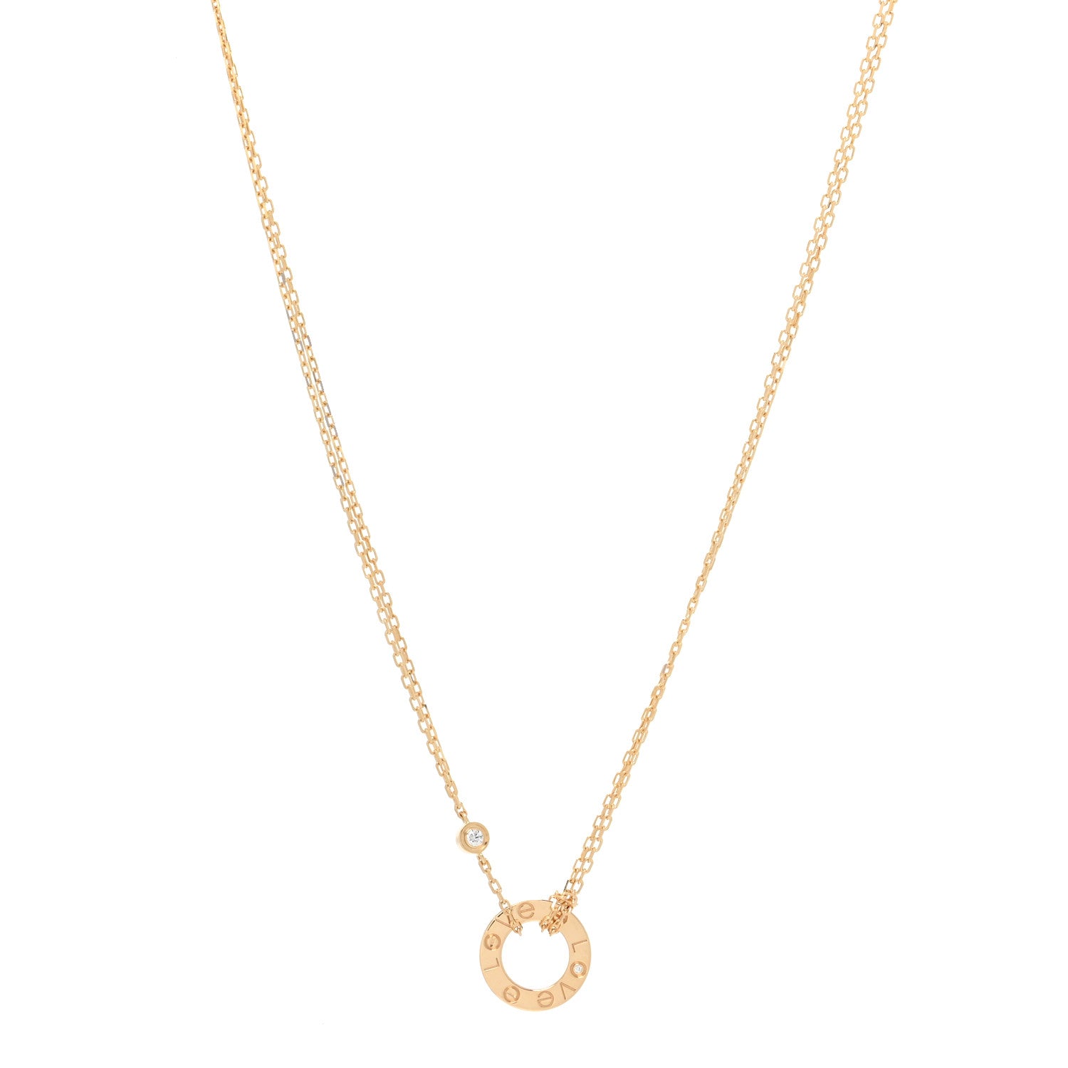 Cartier 18K Yellow Gold 2 Diamond LOVE Necklace 1 of 5