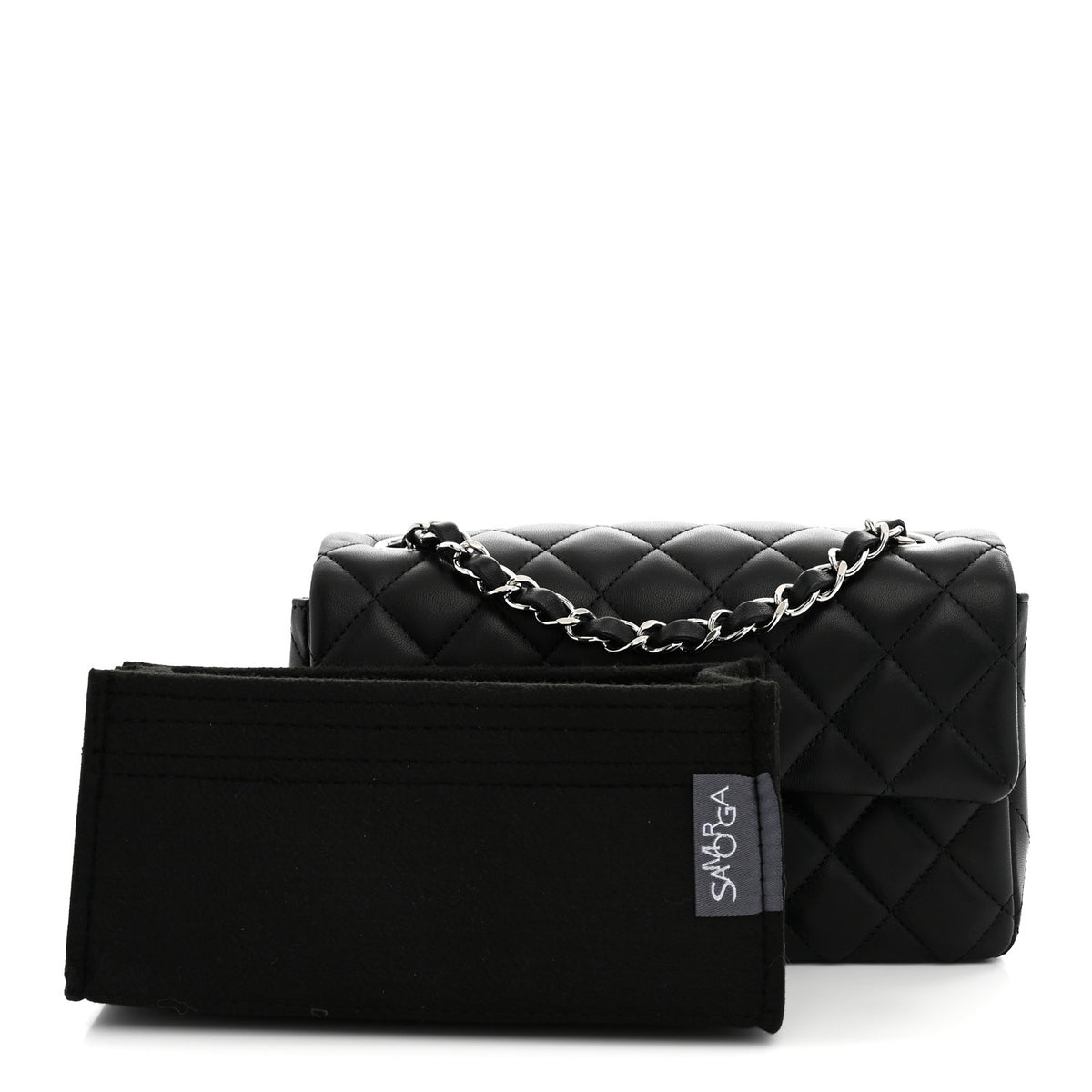 Lambskin Quilted Mini Rectangular Flap Black