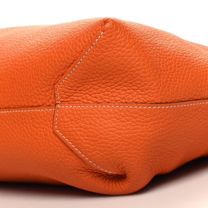 Hermes Taurillon Clemence Double Sens 36 Reversible Tote Gris Perle Orange 9 of 16