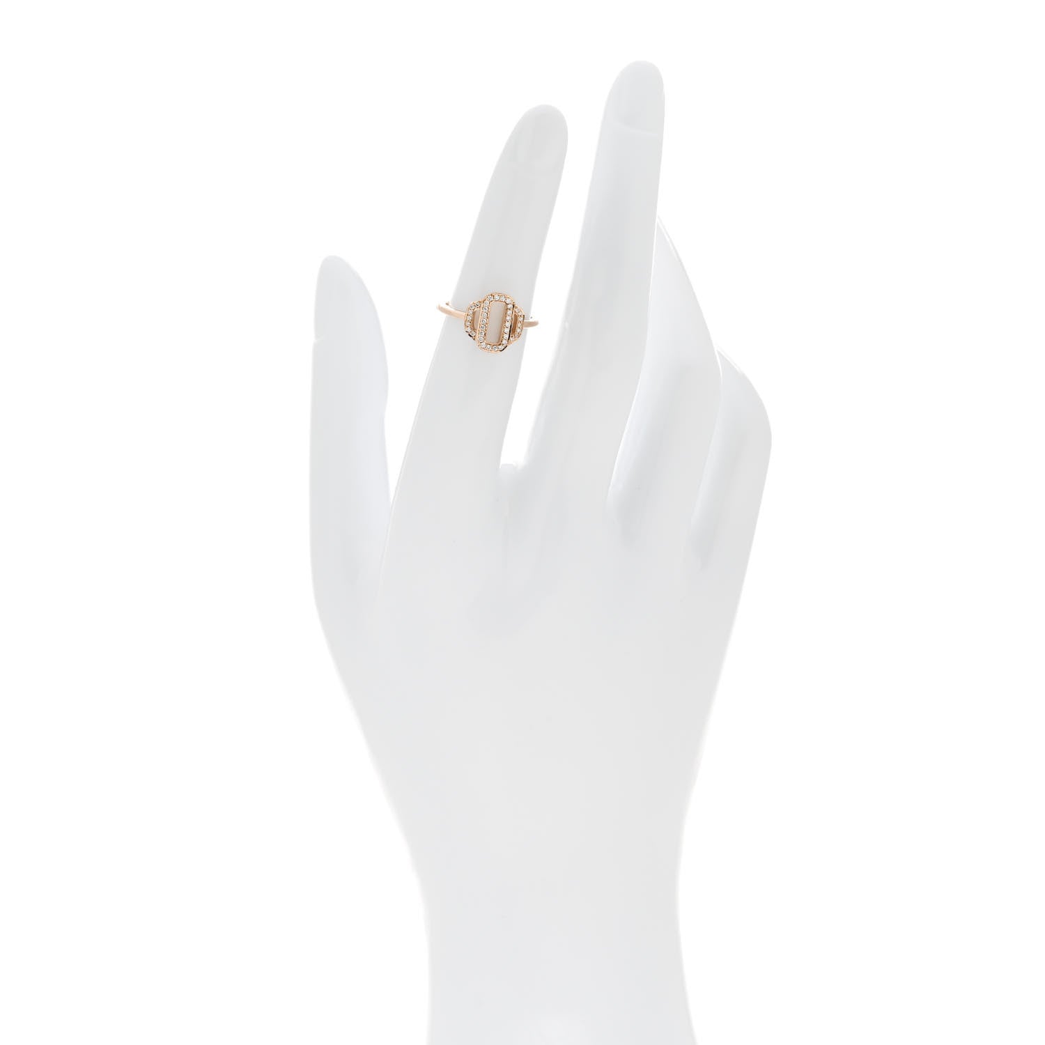 Hermes 18K Rose Gold Diamond Attelage Ring 48 4.5 2 of 7