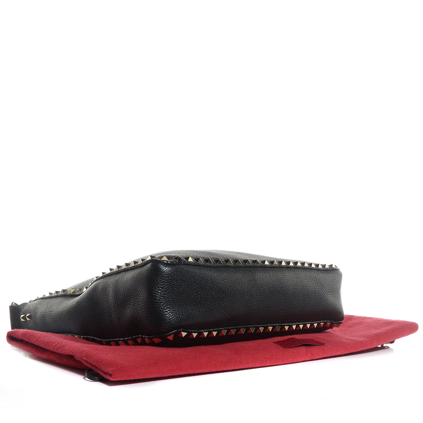 Pebbled Calfskin Large Rockstud Flip-Lock Messenger Bag Black