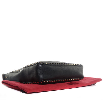 Valentino Garavani Pebbled Calfskin Large Rockstud Flip-Lock Messenger Bag Black 4 of 9