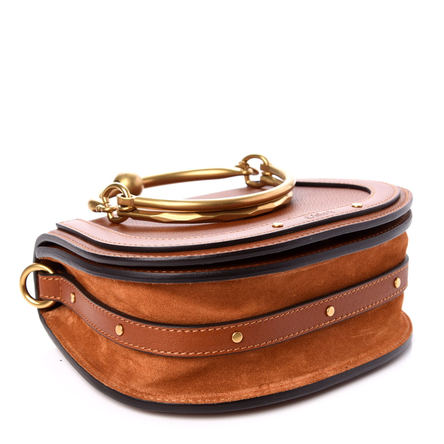 Chloe Calfskin Suede Small Nile Bracelet Bag Caramel 4 of 9