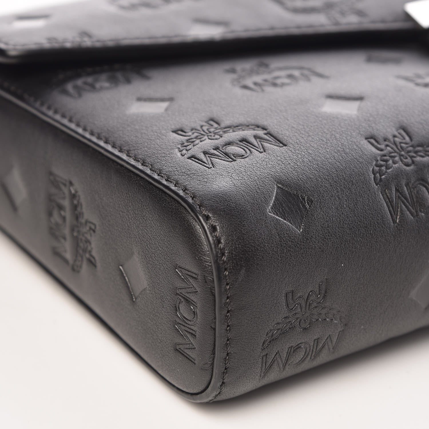 MCM Calfskin Ottomar Monogram Medium Millie Crossbody Bag Black 8 of 9