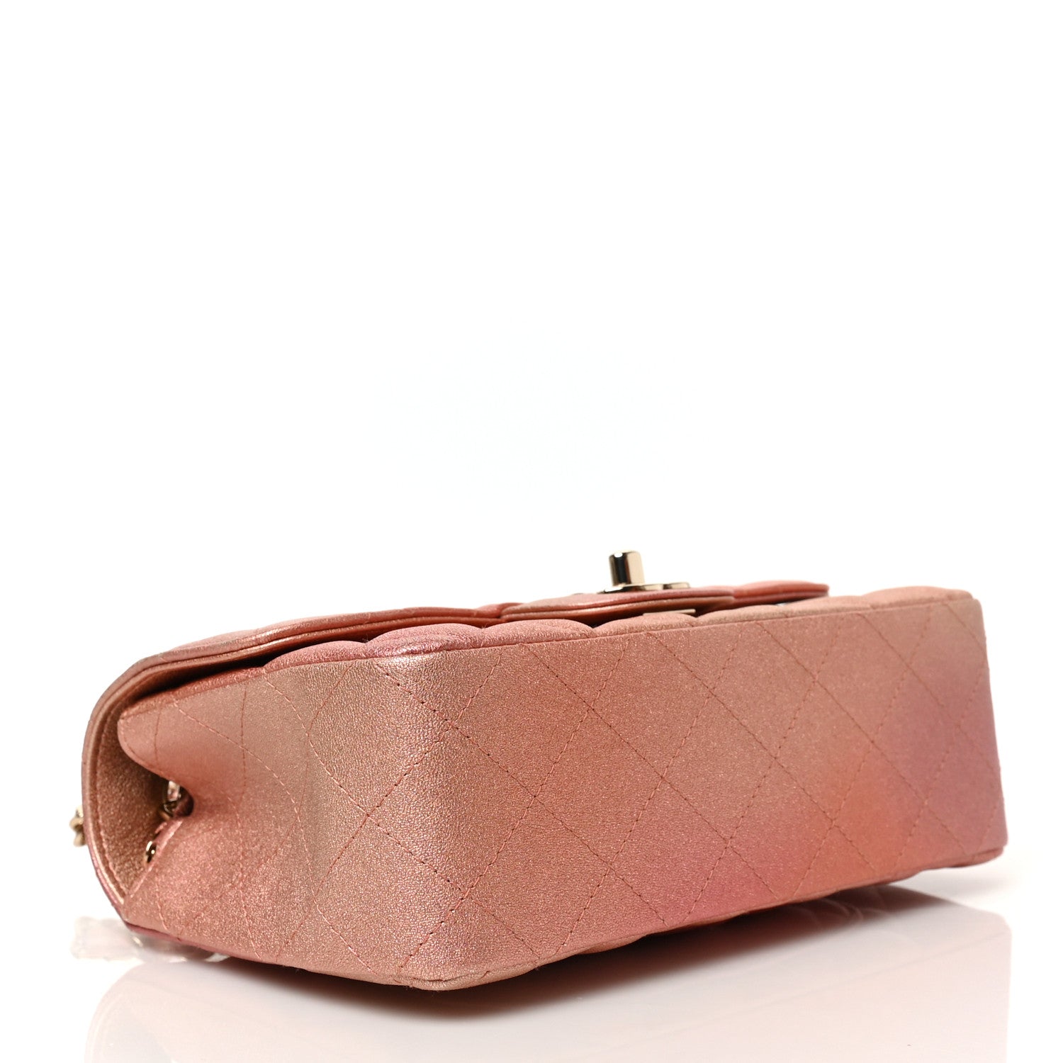 Chanel Metallic Lambskin Quilted Ombre Mini Rectangular Flap Pink 4 of 9