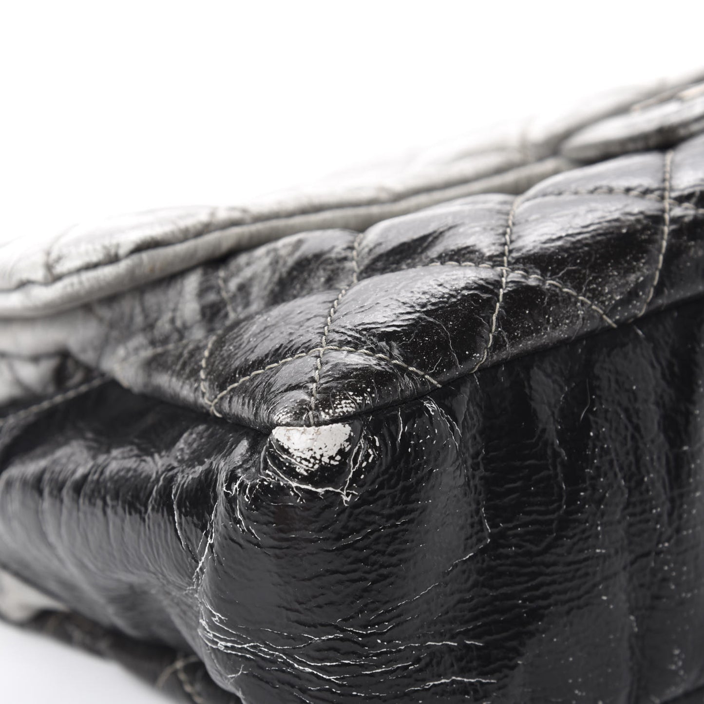 Vinyl Quilted Jumbo Melrose Degrade Flap Black