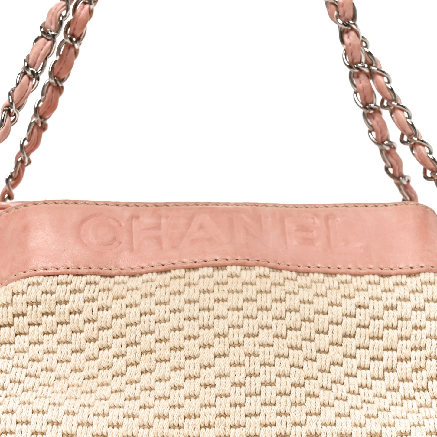 Canvas Woven Lambskin Lax Accordion Hobo Pink