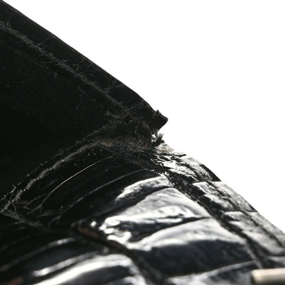 Hermes Shiny Crocodile Passport Holder Black 7 of 7