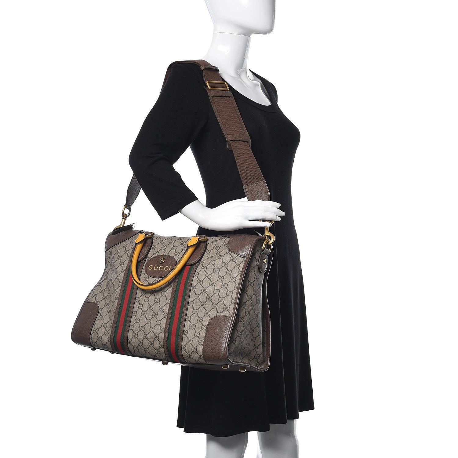 Gucci Soft GG Supreme Monogram Web Neo Vintage Duffle Bag Beige New Acero Crop 2 of 10