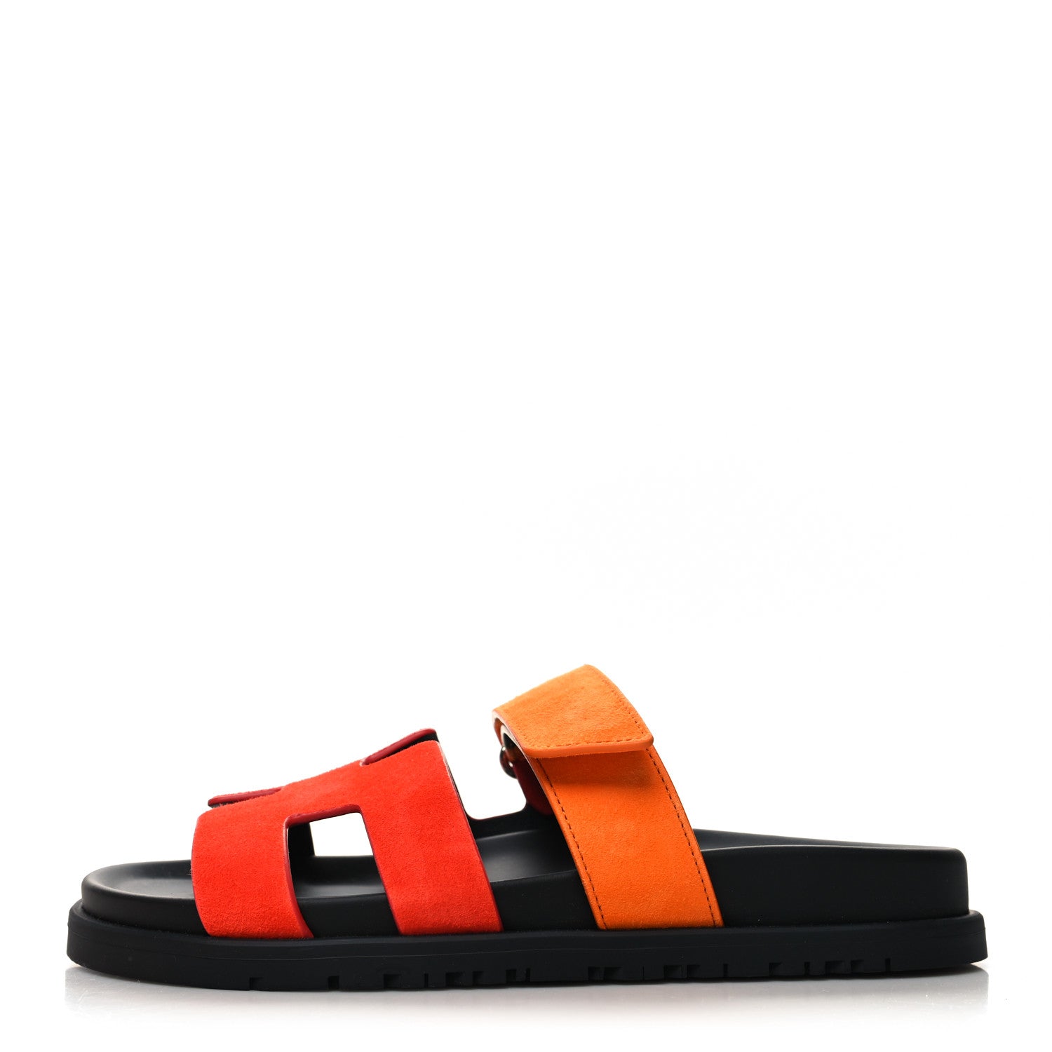 Hermes Suede Goatskin Womens Chypre Sandals 36 Rouge Ecarlate Sunset 1 of 9