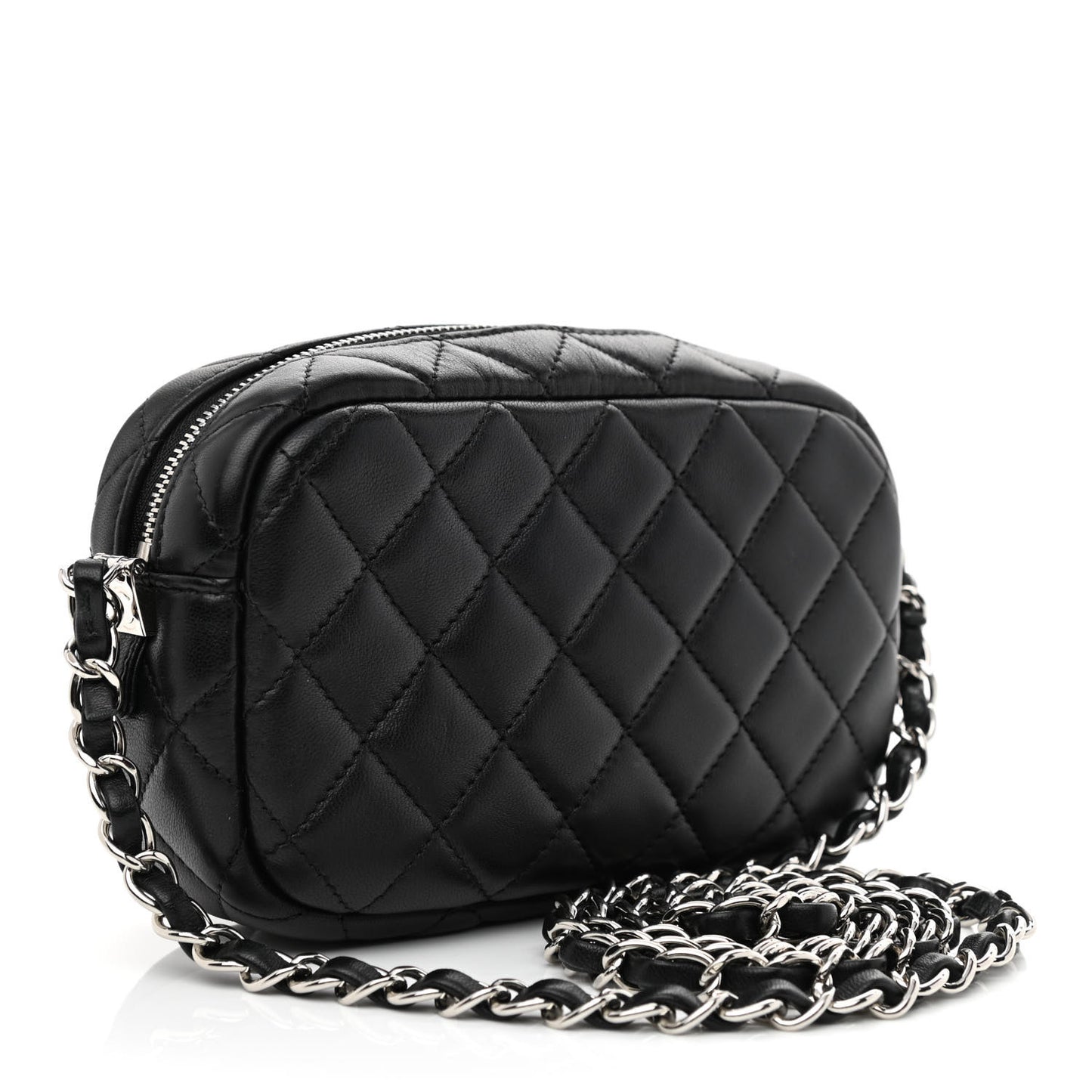Calfskin Quilted Camera Case Black