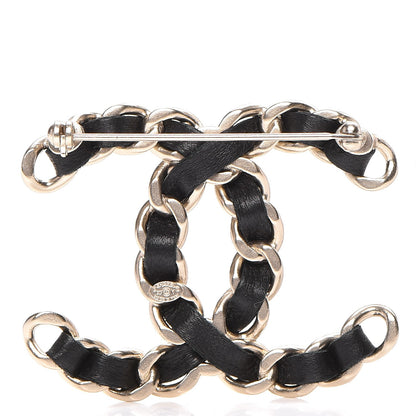 Chanel Lambskin Chain CC Brooch Black Gold 3 of 4