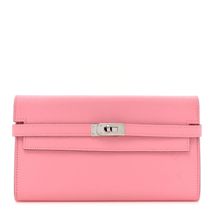 Hermes Chevre Mysore Kelly Longue Wallet Rose Confetti 1 of 10