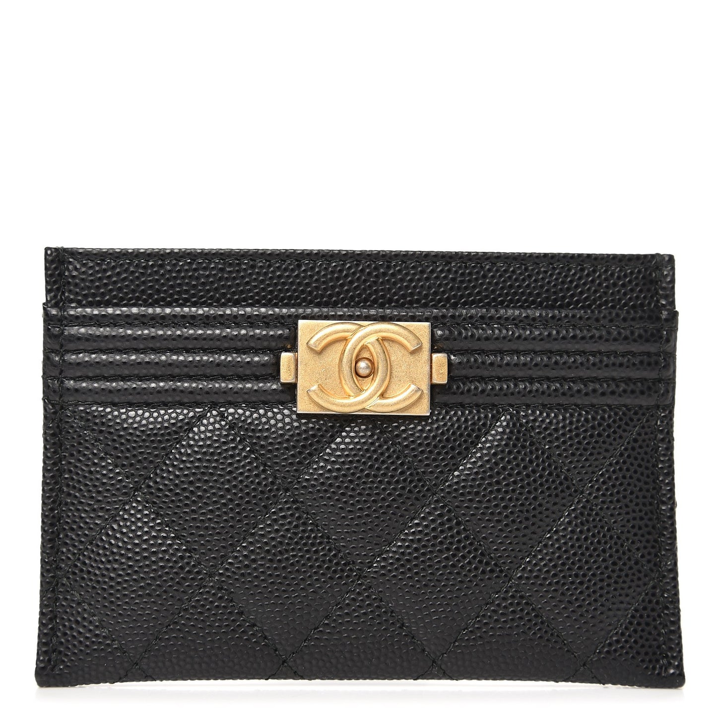 Caviar Quilted Boy Card Holder Black